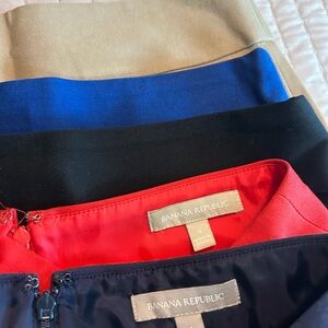 Set of (5) Banana Republic Skirts in Red, Blue, Black, Navy and Tan